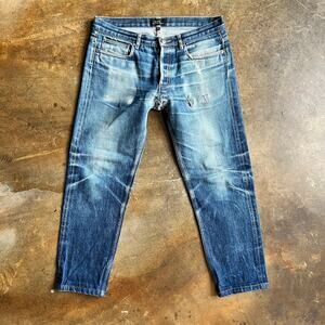 A.P.C. Butler Selvedge Denim Boyfriend Jeans Fades Repairs CROPPED 32 Size 12